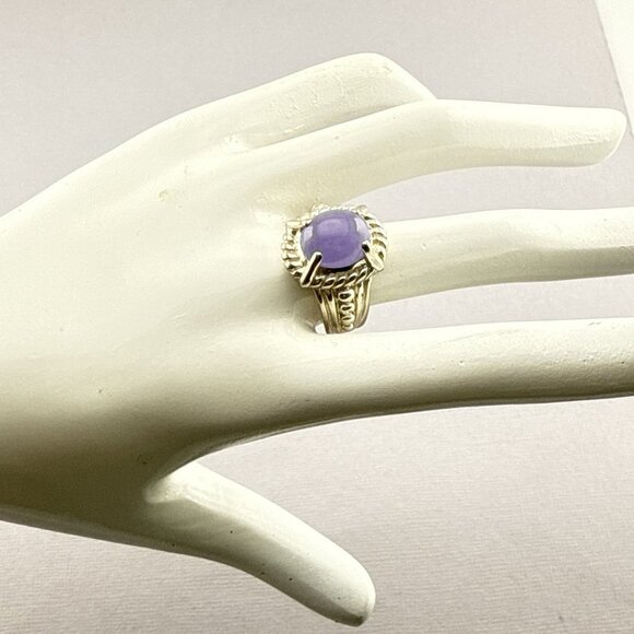 Judith Ripka Ring Purple Lavender Jade Cabochon Sterling Silver size 8 Oval 925 - Picture 2 of 14